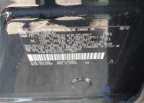 2014 Toyota Rav4 Xle from USA, damaged, VIN 2T3RFREV5EW227007